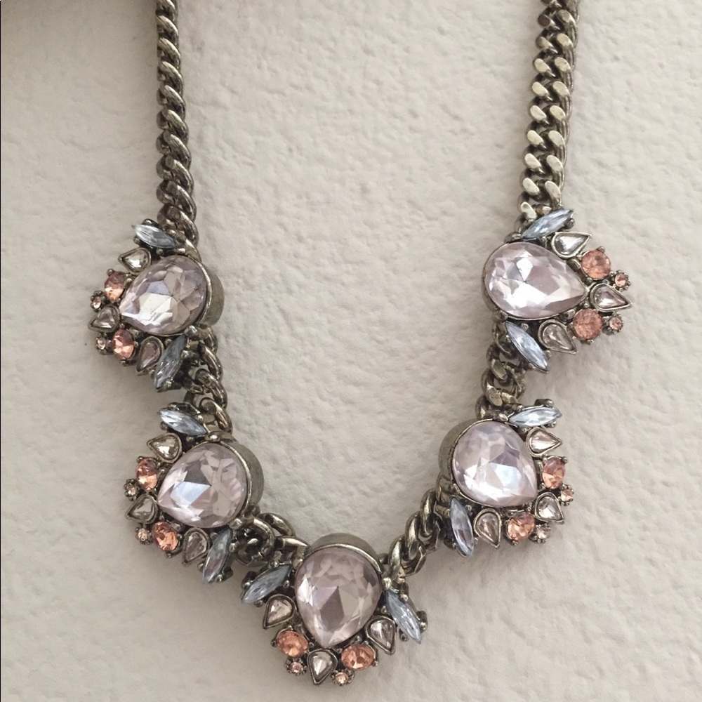 Express Rose Gold Blue Stones Statement Necklace